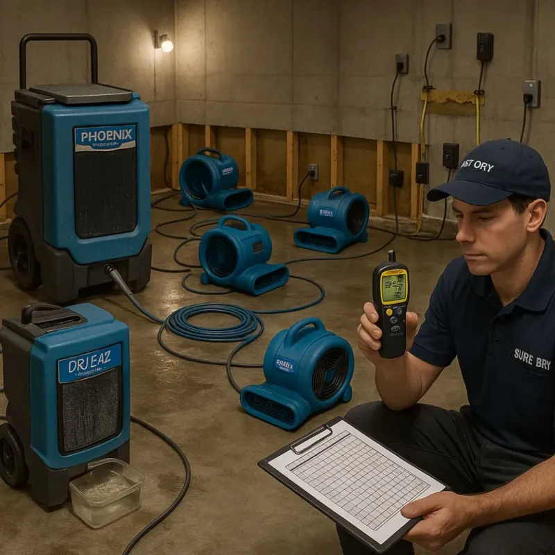 Structural Drying and Dehumidification process in Farmville, NC